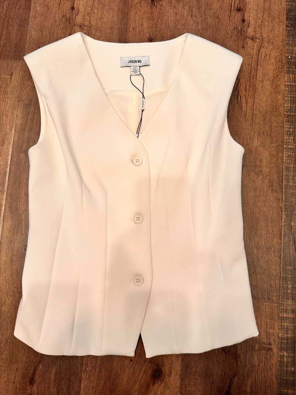 Jason Wu Cream Sleeveless Button Front vest ponte knit cream size S/P NWT